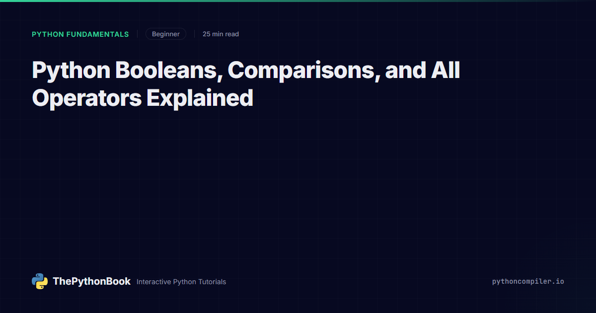 Python Booleans, Comparisons, and All Operators Explained | ThePythonBook